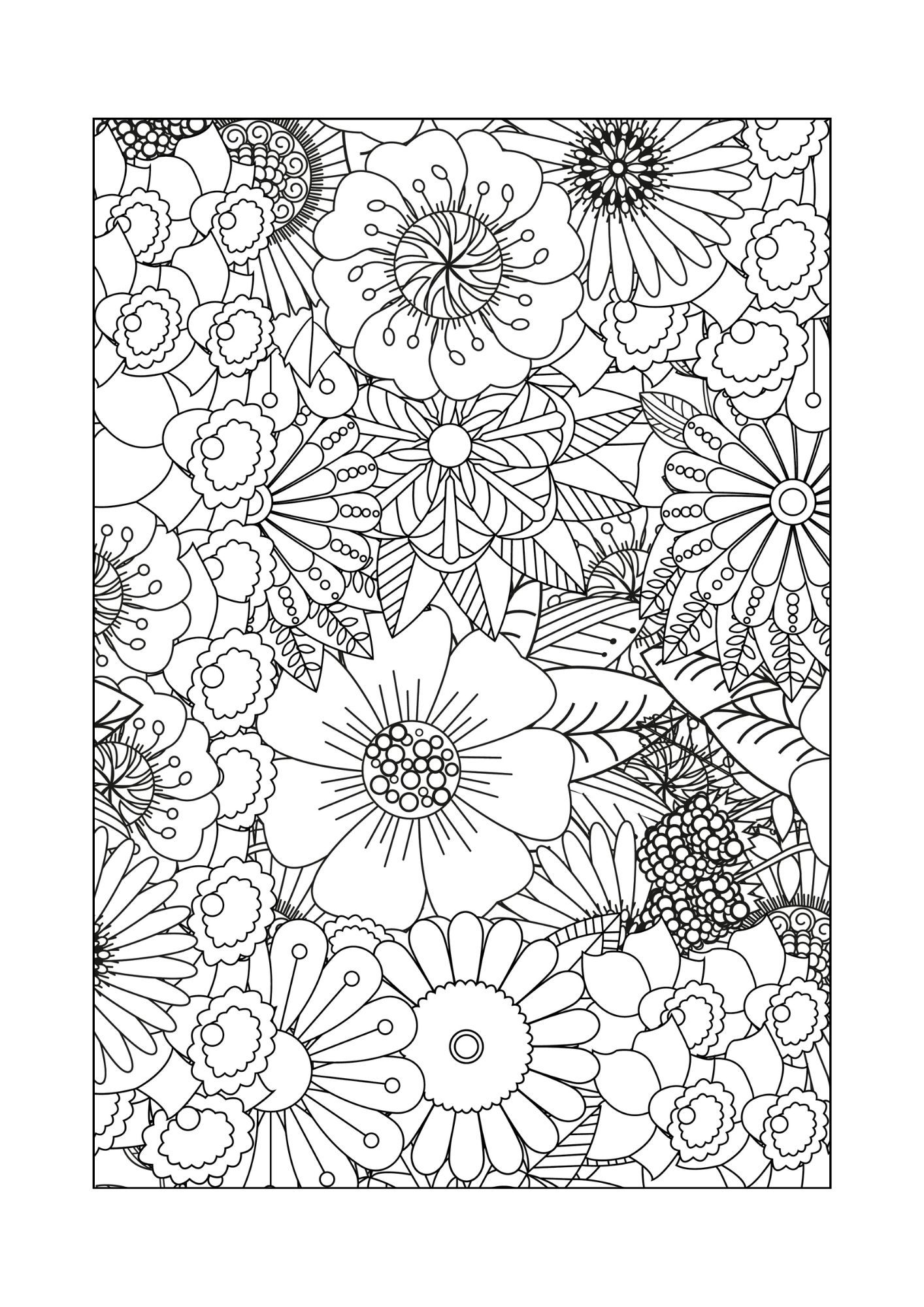 Felnőtt Színező - Nyomtatható - Virágos csomag 1-5. - Image 4