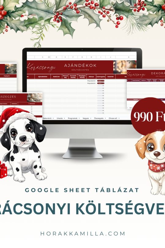 karácsonyi költségvetés dinamikus táblázat