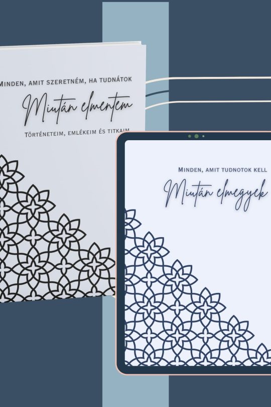 digitális életvégi tervező és nyomtatható emlékkönyv geometrikus
