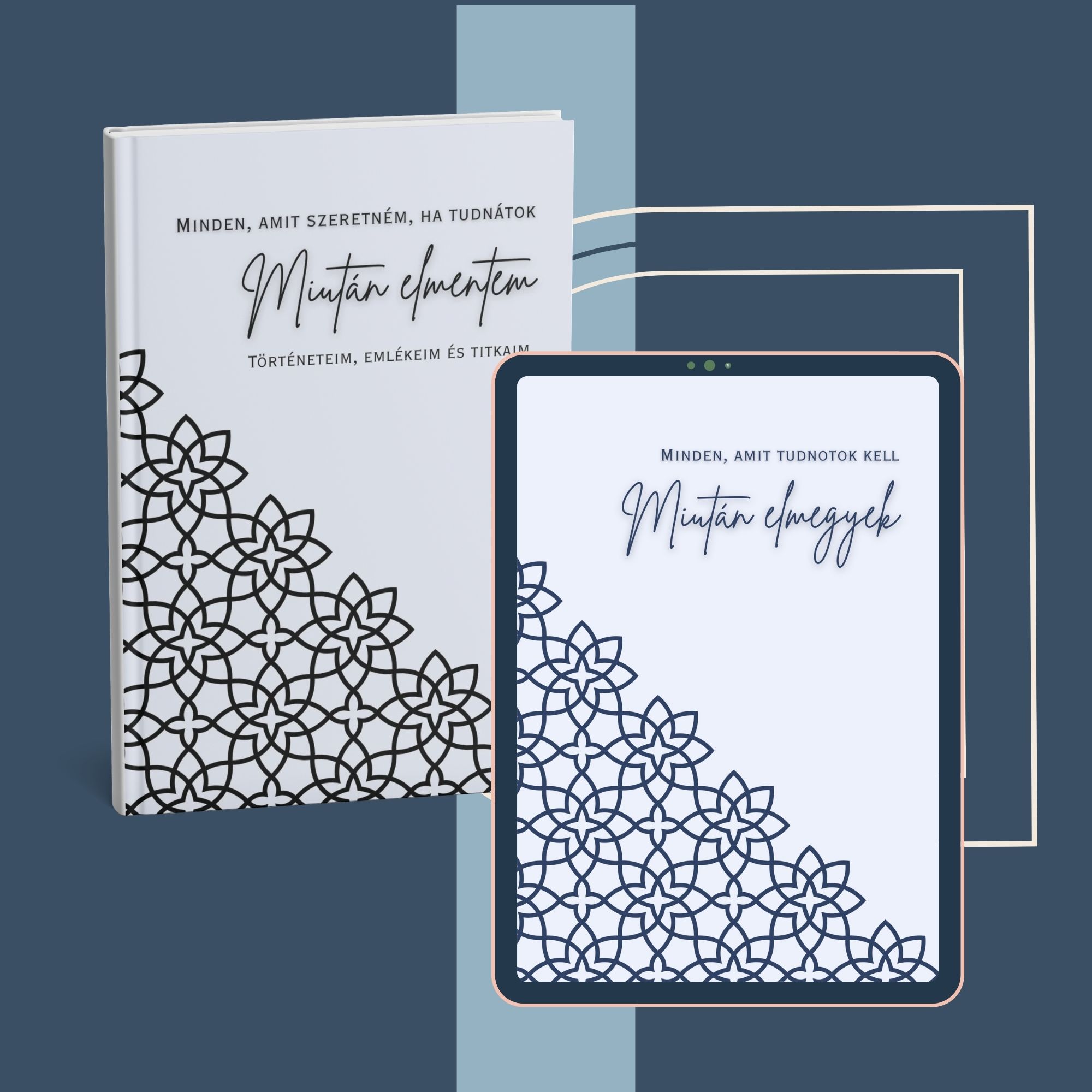 digitális életvégi tervező és nyomtatható emlékkönyv geometrikus