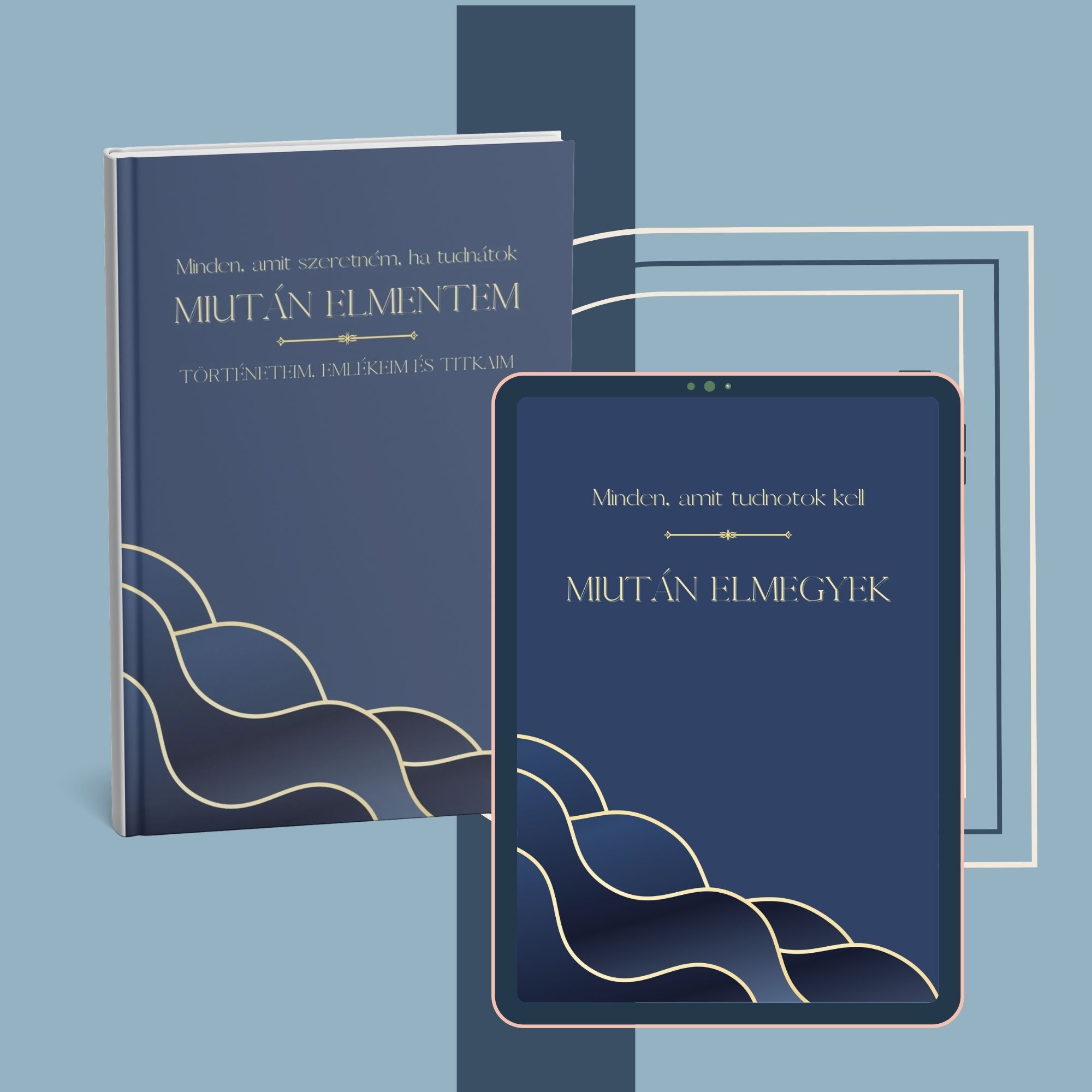 digitális életvégi tervező és nyomtatható emlékkönyv kék