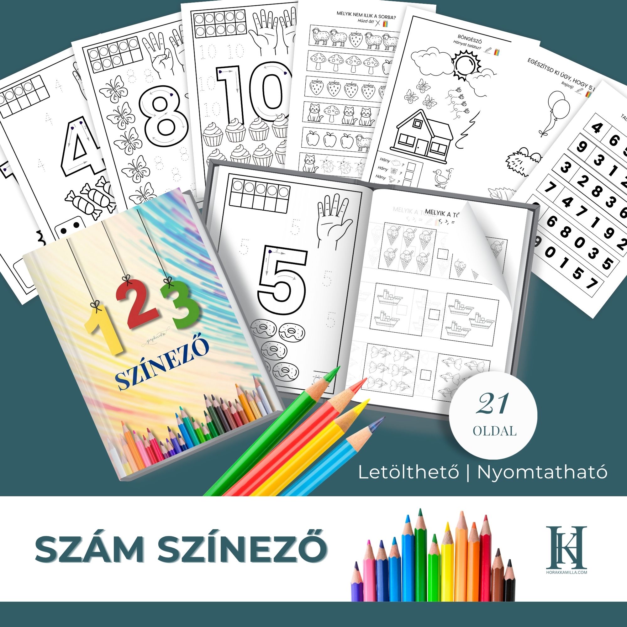 Szám Színező 4-7 éveseknek - Ismerkedés a számok világával 1-10-ig